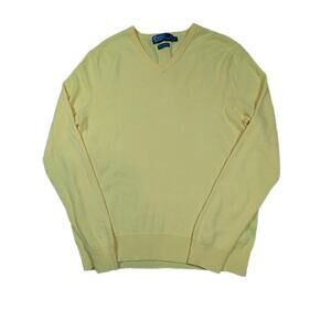 RALPH LAUREN YELLOW CASHMERE V NECK SWEATER